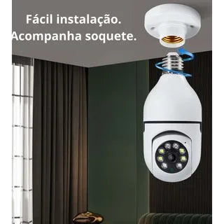 Câmera de Segurança WiFi 360° Full HD com Encaixe para Bocal de Lâmpada